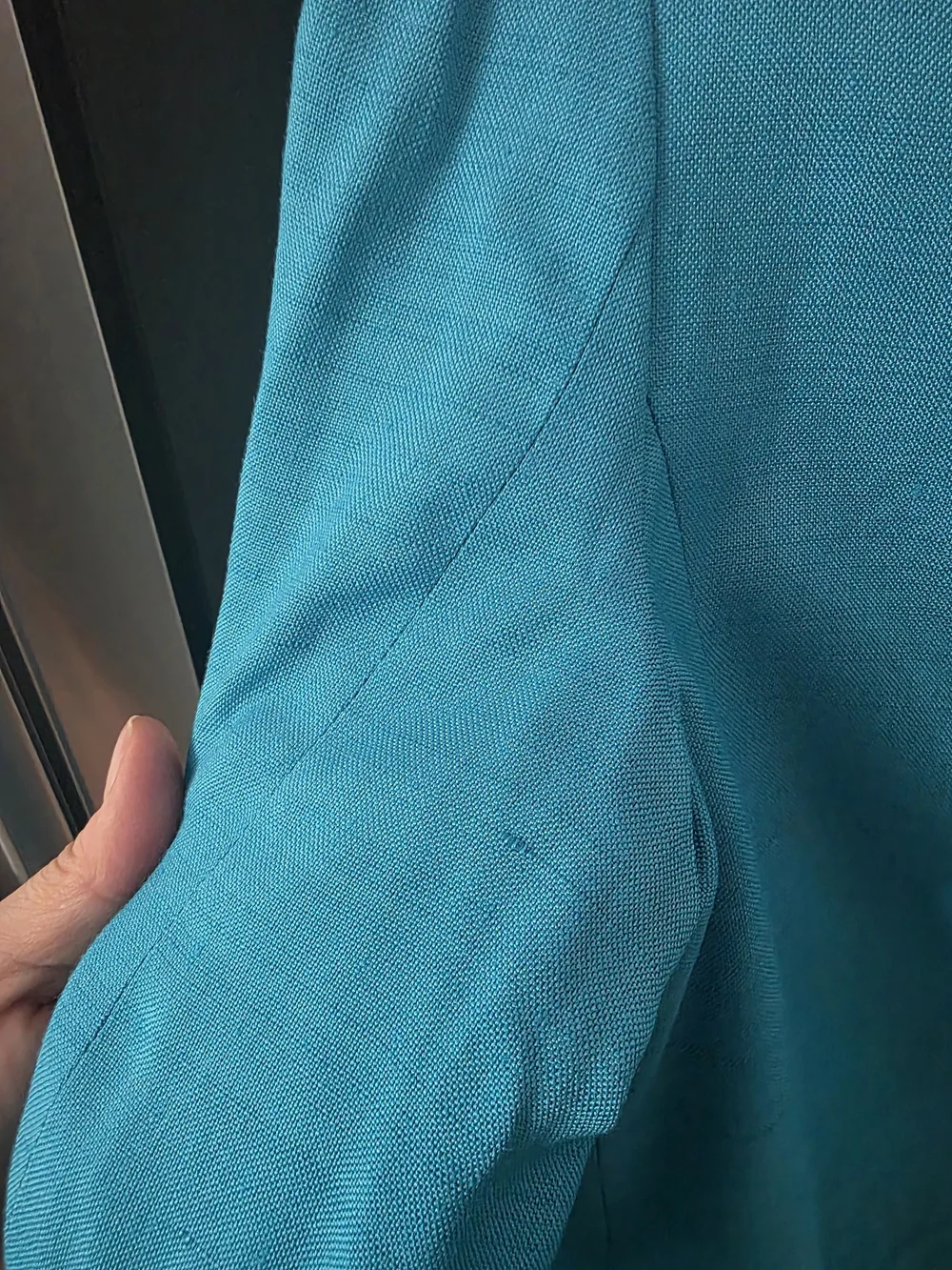 Vintage Christian Dior Women's Teal Collarless Jacket